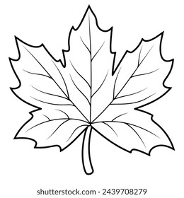 Vector illustration of a minimalist maple leaf outline icon, perfect for fall.