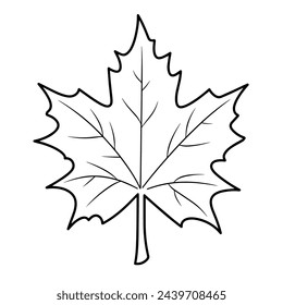 Vector illustration of a minimalist maple leaf outline icon, perfect for fall.