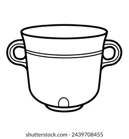 Vector illustration of a minimalist measuring cup outline icon, ideal for cooking.