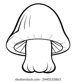 Vector illustration of a minimalist mushroom outline icon, ideal for forest themes.