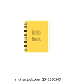 Ilustração vetorial de um notebook minimalista com uma tampa limpa sobre um fundo branco. Ideal para designs de papelaria, materiais educacionais, visuais de marca ou gráficos relacionados ao escritório