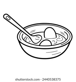 Vector illustration of a minimalist pan-fried egg outline icon, ideal for cooking."