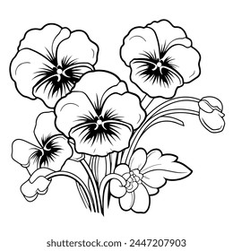 Vector illustration of minimalist pansy flowers icon.