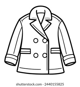 Vector illustration of a minimalist pea coat outline icon, ideal for winter wear.