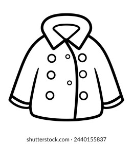 Vector illustration of a minimalist pea coat outline icon, ideal for winter wear.