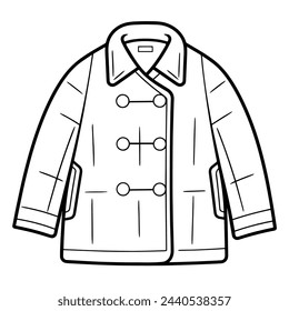 Vector illustration of a minimalist pea coat outline icon, ideal for winter wear.