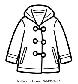 Vector illustration of a minimalist pea coat outline icon, ideal for winter wear.