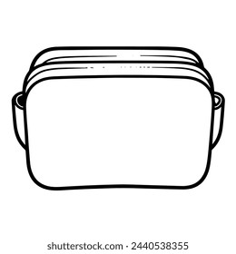 Vector illustration of a minimalist pencil case outline icon, perfect for stationery.