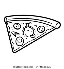 Vector illustration of a minimalist pizza slice outline icon, perfect for Italian cuisine.