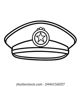 Ilustración vectorial de un contorno minimalista de sombrero de policía.