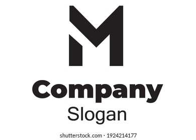 Vector illustration of a minimalist, professional and elegant M letter logo template in black color. 6000x4000 pixel perfect.