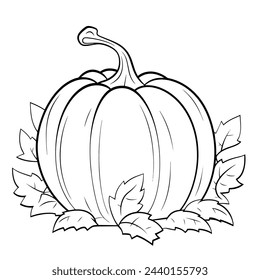 Vector illustration of a minimalist pumpkin outline icon, perfect for seasonal themes.