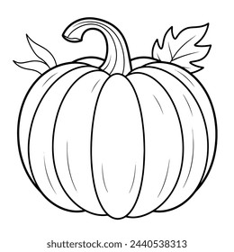 Ilustración vectorial de un icono de contorno de calabaza minimalista, perfecto para temas de temporada.