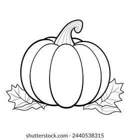 Ilustración vectorial de un icono de contorno de calabaza minimalista, perfecto para temas de temporada.