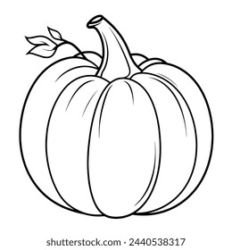 Ilustración vectorial de un icono de contorno de calabaza minimalista, perfecto para temas de temporada.