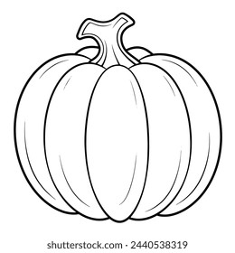 Ilustración vectorial de un icono de contorno de calabaza minimalista, perfecto para temas de temporada.