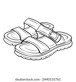 Vector illustration of a minimalist sandal outline icon, perfect for summer.