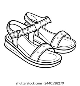 Vector illustration of a minimalist sandal outline icon, perfect for summer.