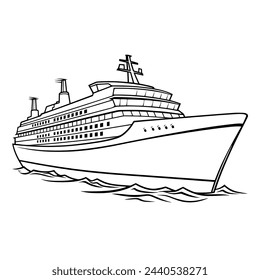 Vector illustration of a minimalist ship outline icon, ideal for navigation.