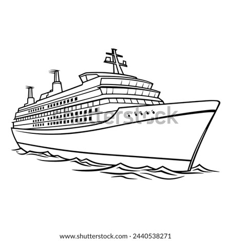 Vector illustration of a minimalist ship outline icon, ideal for navigation.
