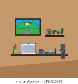 vector illustration of minimalist space with small tree