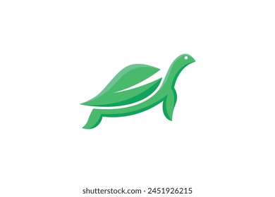 vector illustration of a minimalist style combination of turtle and leaves logo