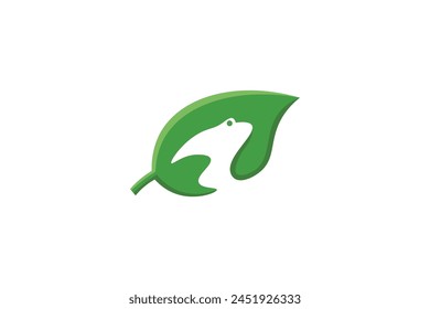 vector illustration of a minimalist style combination of frog and leaves logo