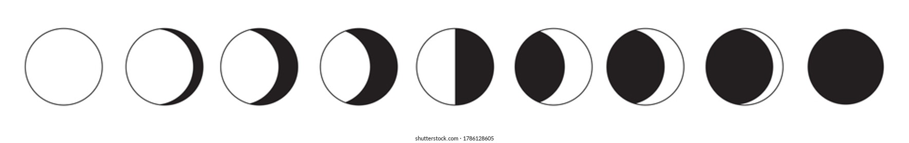 Vector illustration of minimalist style moon phase icons