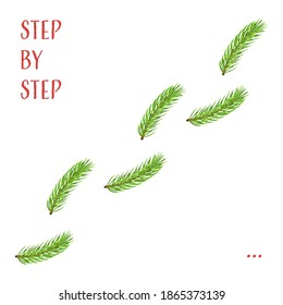 Ilustración vectorial en un estilo minimalista. Ramas prudentes en forma de huellas en un fondo blanco acompañadas de texto