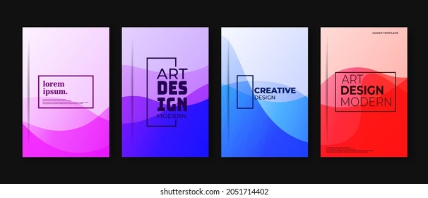 Vector illustration. Minimalist wavy posters. Bright gradient color. Futuristic style. Design for book cover, flyer, leaflet, brochure