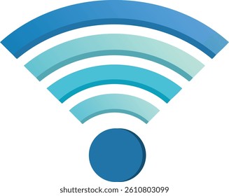 Vector Illustration of a Minimalist Wi-Fi Icon with Concentric Curved Lines and Blue Gradient on a Clean White Background