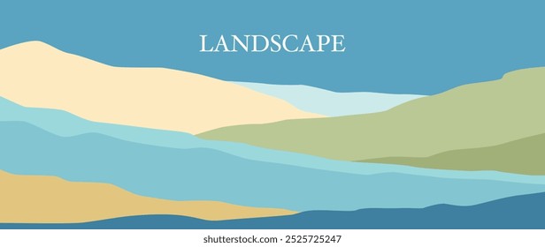 Vector illustration. Minimalistic abstract landscape. Perfect as a background screen saver, vector design for prints, posters, covers, wall art.
