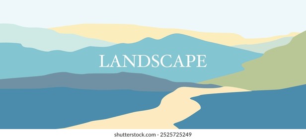 Ilustração vetorial. Paisagem abstrata minimalista. Perfeito como um protetor de tela de fundo, design vetorial para impressões, cartazes, capas, arte de parede.
