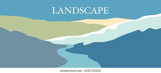 Ilustración vectorial. Minimalista paisaje abstracto. Perfecto como protector de pantalla de fondo, diseño de Vector para impresiones, carteles, cubiertas, arte de la pared.