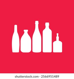 vector illustration of minimalistic bottle icon set Bundle