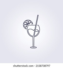 A vector illustration of a minimalistic cocktail cup contour on a isolated white background