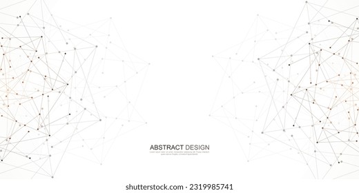 Vector illustration of minimalistic design with connecting the dots and lines. Abstract geometric background of science and technology concept.