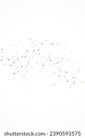 Ilustración vectorial del diseño minimalista con conexión de puntos y líneas. Resumen de los antecedentes geométricos del concepto de ciencia y tecnología