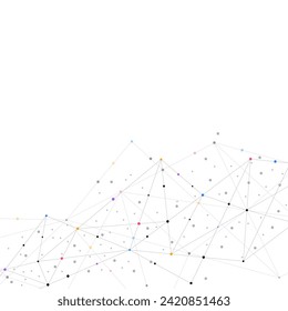 Vector illustration of minimalistic design with connecting the dots and lines. Abstract geometric background of science and technology concept