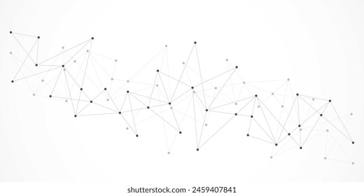 Vektorillustration von minimalistischem Design mit Verbindung der Punkte und Linien. Abstrakter geometrischer Hintergrund des Wissenschafts- und Technologiekonzepts