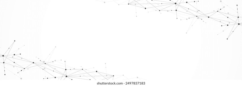 Vector illustration of minimalistic design with connecting the dots and lines. Abstract geometric background of science and technology concept