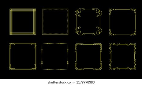 Vector illustration of minimalistic elegant frame set on black background