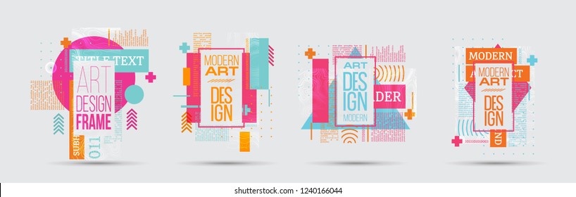 vector illustration. A minimalistic hipster colored frame design. Vector line gradient halftone. frame for text Modern Art graphics. design business cards, invitations, gift cards, flyers ,brochures