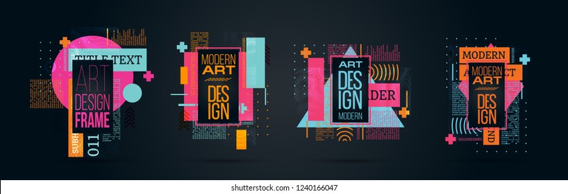 vector illustration. A minimalistic hipster colored frame design. Vector line gradient halftone. frame for text Modern Art graphics. design business cards, invitations, gift cards, flyers ,brochures