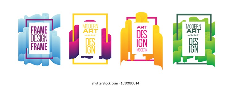 vector illustration. A minimalistic hipster colored frame design. Vector line gradient halftone. frame for text Modern Art graphics. design business cards, invitations, gift cards, flyers ,brochures