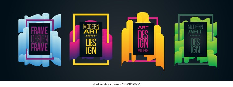 vector illustration. A minimalistic hipster colored frame design. Vector line gradient halftone. frame for text Modern Art graphics. design business cards, invitations, gift cards, flyers ,brochures
