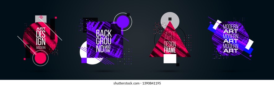 vector illustration. A minimalistic hipster colored frame design. Vector line gradient halftone. frame for text Modern Art graphics. design business cards, invitations, gift cards, flyers ,brochures
