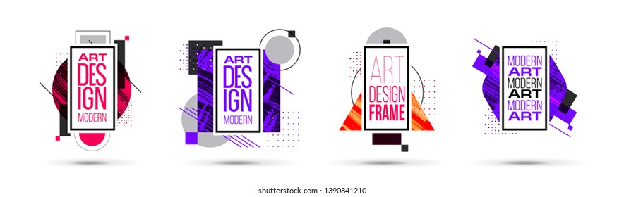 vector illustration. A minimalistic hipster colored frame design. Vector line gradient halftone. frame for text Modern Art graphics. design business cards, invitations, gift cards, flyers ,brochures