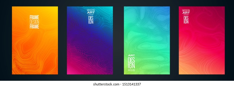 vector illustration. A minimalistic hipster colored frame design. Vector line gradient halftone. frame for text Modern Art graphics 