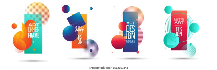 vector illustration. A minimalistic hipster colored frame design. Vector line gradient halftone. frame for text Modern Art graphics.  - Shutterstock ID 1513150343